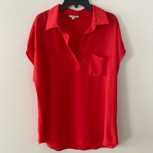 Pleione popover cap sleeve top M Red